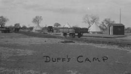 Naboomspruit - Singlewood railway line, circa 1924. Duff's tent camp with goods wagon on railway ...