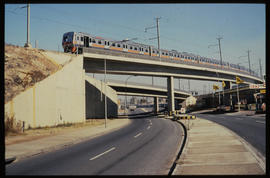 Johannesburg, 1984. SAR type 6M suburban train on George Goch flyover.