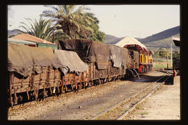 Goods train at railway siding.