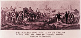 Port Elizabeth, 1820. Settlers safely ashore. (Reproduction of painting)