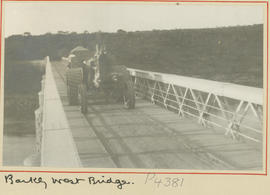 Barkly West, circa 1915. Tractor on bridge over the Vaal River during World War One.