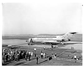 Durban, 1969. Louis Botha airport. SAA Boeing 727 ZS-SBE 'Letaba'.