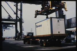 Durban, 1984. Loading of container in Durban Harbour.