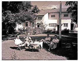 Colenso, 1949. Relaxing in the hotel gardens.