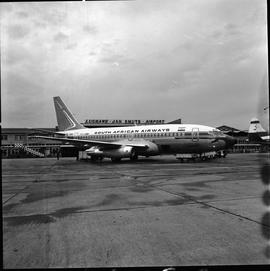 Johannesburg, October 1969. Jan Smuts Airport. Arrival of Italian group with SAA Boeing 737 ZS-SB...
