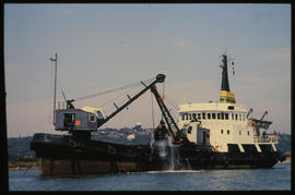 Durban, September 1984. 'LR Warren' suction dredger in Durban Harbour. [T Robberts]