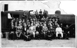 East London, 1937. Locomotive staff with Mr Cage on extreme right of first row.