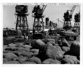 Durban, 1962. Bales of wool ready for export in Durban Harbour.