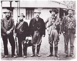 Circa 1900. Anglo-Boer War. General Christiaan de Wet with group. (right part of photograph)