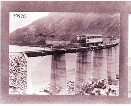 Wilderness, 1931. SAR Railcar RM13 on Kaaimans River bridge.