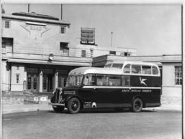 Johannesburg, 9 April 1948. Rand airport. SAA Commer Commando bus.
