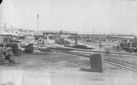 Port Elizabeth, 1895. Goods yard with harbour in the distance. (EH Short)