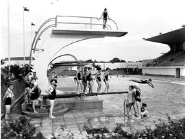Port Elizabeth, 1940. Diving platform at swimming pool.