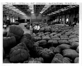 Durban, 1962. Bales of wool ready for export in Durban Harbour.
