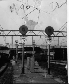 Johannesburg. Searchlight signals at approach to Jeppe station.