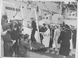 Cape Town, 24 April 1947. Royal family board 'HMS Vanguard' for the return voyage to Britain.