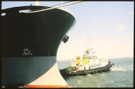 Richards Bay, January 1983. SAR tug 'Ben Schoeman' in Richards Bay Harbour. [T Robberts]