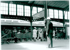 Johannesburg, circa 1944. Policeman on duty on station platform.