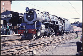 Kimberley, September 1977. SAR Class 16E No 858 'De Aar' with Union Limited special at railway st...