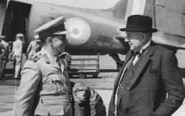 Minister of Transport Frederick Claud Sturrock and Brigadier Charles Hoffe (left) with SAAF DC-3 ...