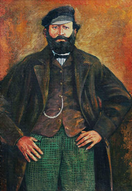 William Dabbs, early South African train driver. (Painting)