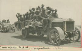 Griqualand, circa 1915. Transvaal Scottish soldiers on Dennis lorry.