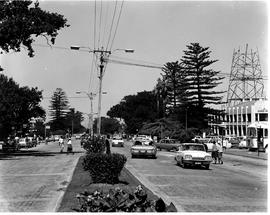 George, 1967. Street. Postal tower being erected on the right.