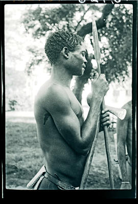Kalahari, 1935. Male Bushman from the Northern Kalahari.