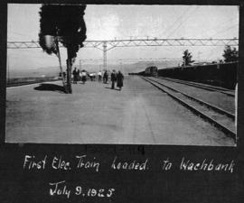 Glencoe district. 9 July 1925. First electrical train loaded to Wasbank. (Album on Natal electrif...