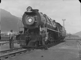 Cape Town. SAR Class 23 with Union Express headboard at Paarden Eiland shed. (DF Holland)