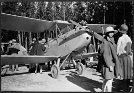 Circa late 1920s. De Havilland Gipsy Moth being admired by the public. See P2298_04.