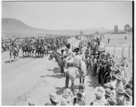 Basutoland, 11 March 1947. Mounted guard at the head of the royal procession.