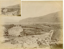 Circa 1893. Stone abutments for bridge under construction. (NZASM album of BJC van Rossum)