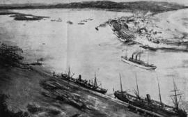 Durban, 1875. Sketch of Durban Harbour.