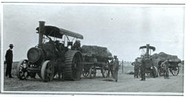 Kimberley district, circa 1915. Convoy of Fowler tractors between Kimberley and Kuruman during Wo...