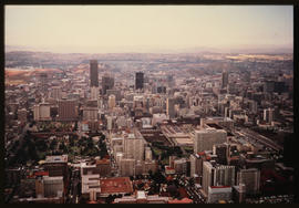 Johannesburg. Aerial view of city centre towards the south. Joubert Park on left; Braamfontein in...