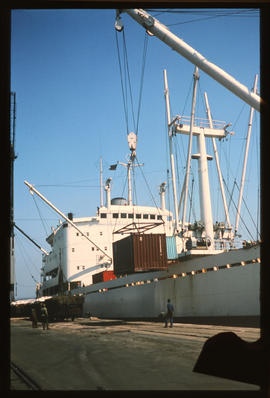 Durban, September 1974. Container handling at Durban Harbour. [D Dannhauser]