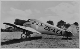 Union Airways Junkers F13 ZS-AEA. Note 'Union Airways Port Elizabeth' on side.