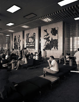 Johannesburg, 1971. Jan Smuts Airport. Interior of terminal building lounge.