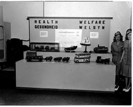 Circa 1947. Display showing some of the winning entries for a railway hoby competition.
