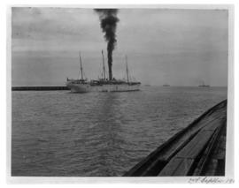 Durban, circa 1901. Ship entering harbour. (Durban Harbour album of CBP Lewis)