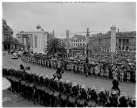 Pretoria, 29 March 1947. Church Square crowd scene. Capitol Theatre sign.