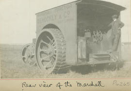 Rear view of Marshall tractor belonging to Dehockly & Company.
