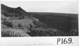 Hex River Mountains, 1896. Railway line with sharp curve.