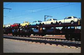 Midrand, October 1978. Motor car train with SAR type SCL-4 motor car wagons with double brake sys...