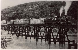 Humansdorp district, circa 1905. Train on Gamtoos River bridge.