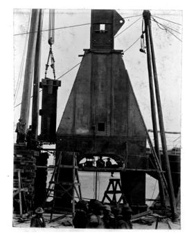 Durban, circa 1901. Construction of harbour crane. (Durban Harbour album of CBP Lewis)