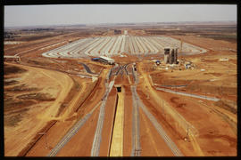 Bapsfontein, October 1981. Aerial view of construction at Sentrarand marshalling yard. [J Etsebeth]