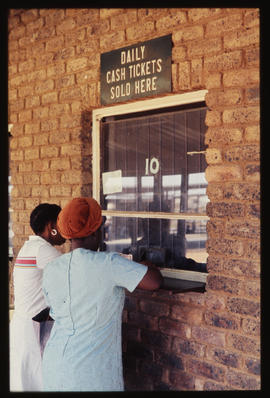 Ticket booth at train station.