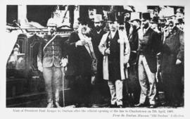 Charlestown, 7 April 1891. President Paul Kruger and Sir Charles Mitchell after the opening of th...